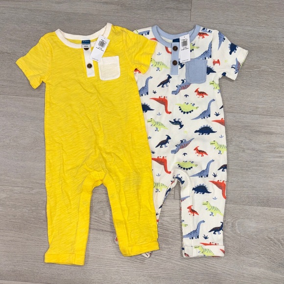 Old Navy Other - Old Navy Yellow and Dinosaur Print Bodysuits
